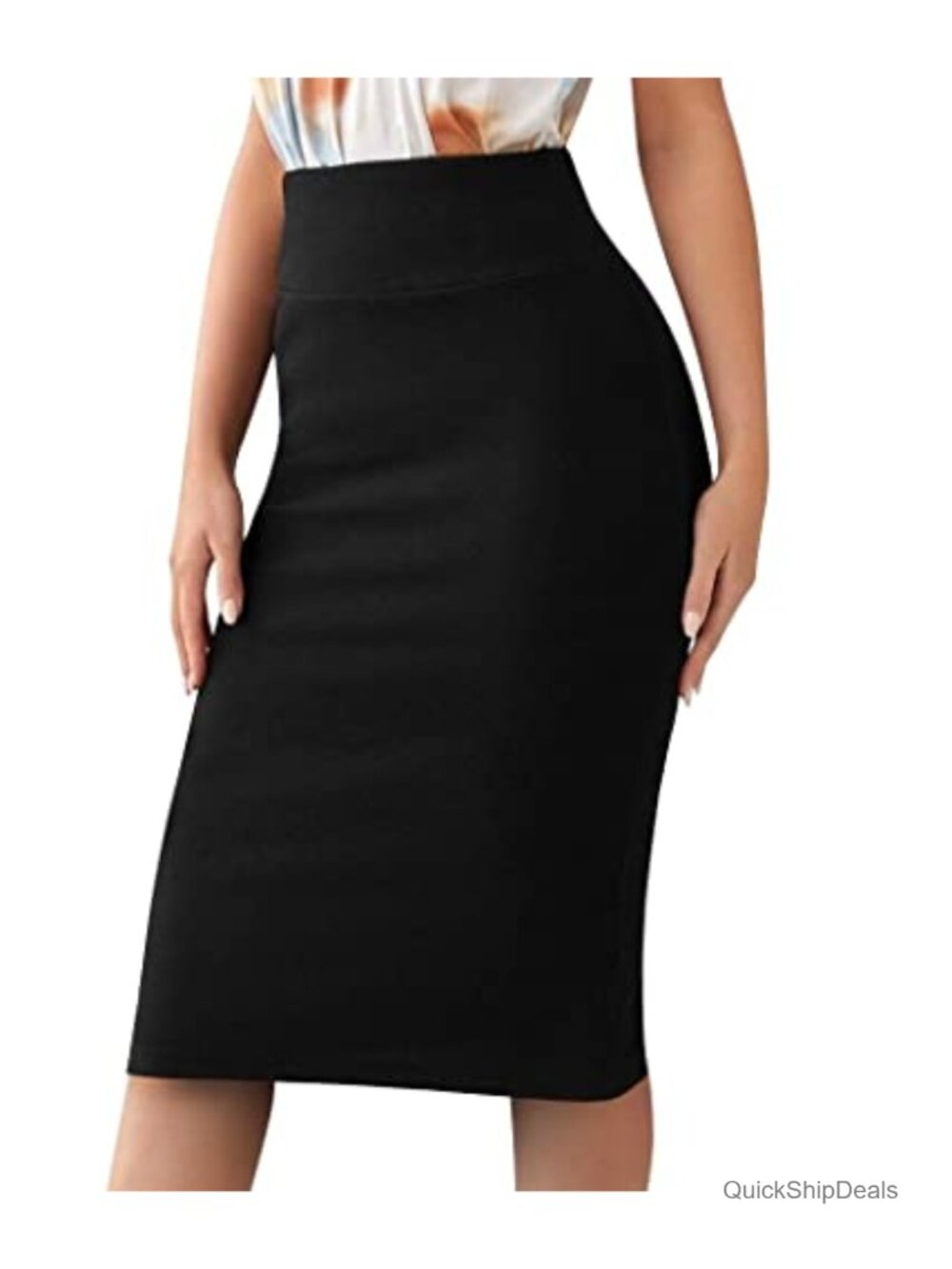 Sweet Hearts Womens Pencil Skirt Knee Length Stretchy Bodycon Nylon Spandex